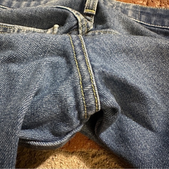 AMO size 25 Babe wash Divebar Destroy frayed hem straight distressed blue jeans - Picture 4 of 14